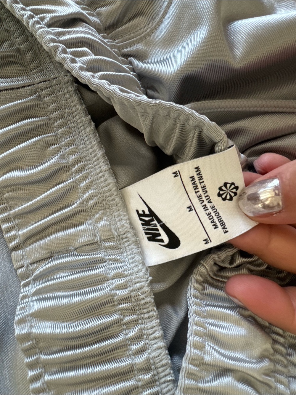 Nike Silver Athletic Shorts with Elastic Waist